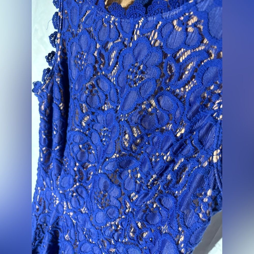 Elegant Blue Jodi Kristopher Sleeveless Round Neck Lace Dress EPC Women’s Size 5
